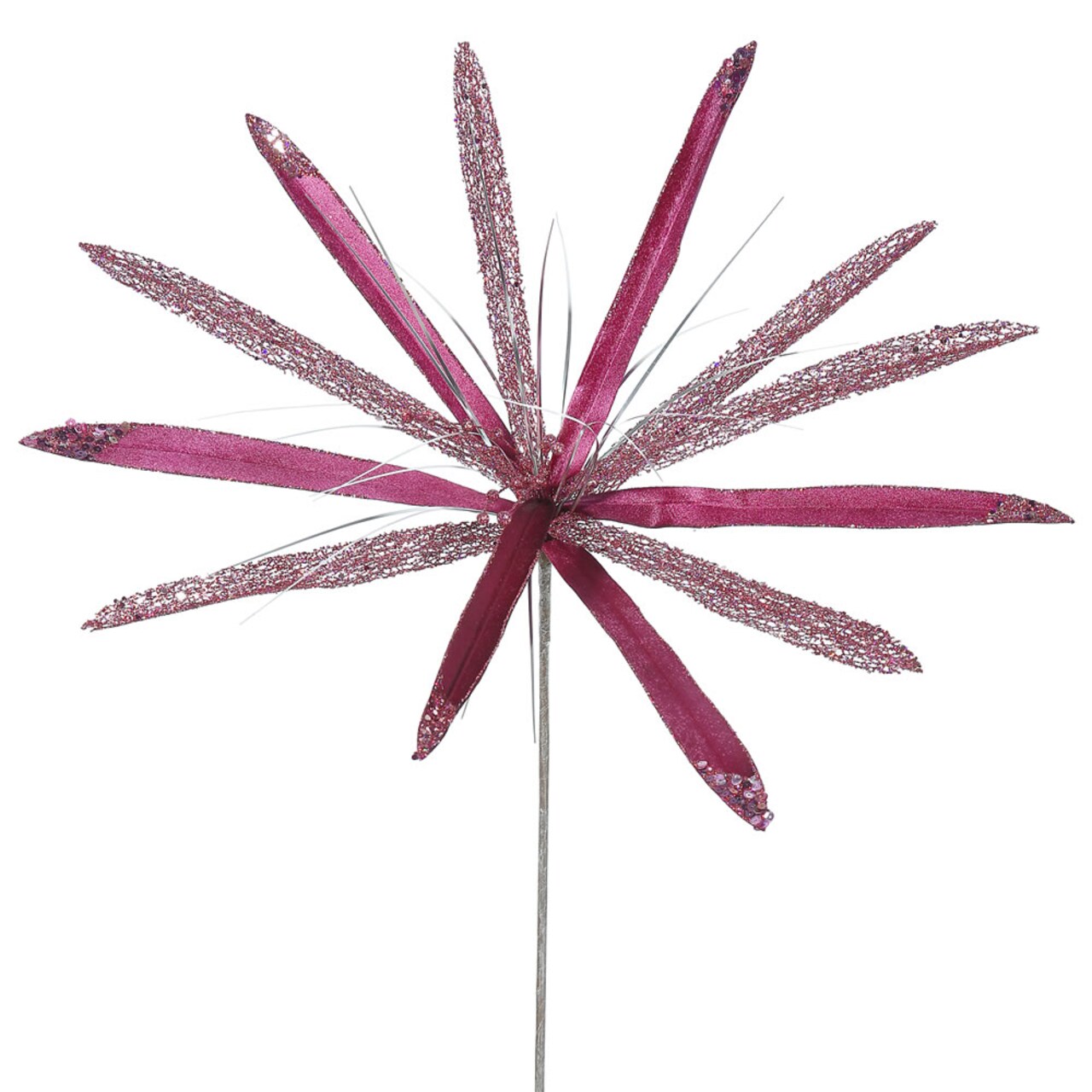 3PK - 24" Mauve Velvet Papyrus 20" Glitter Flower Decorative Christmas Pick